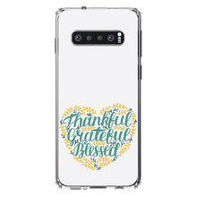 DistinctInk® Clear Shockproof Hybrid Case for Apple iPhone / Samsung Galaxy / Google Pixel - Thankful / Grateful / Blessed - Heart Flowers