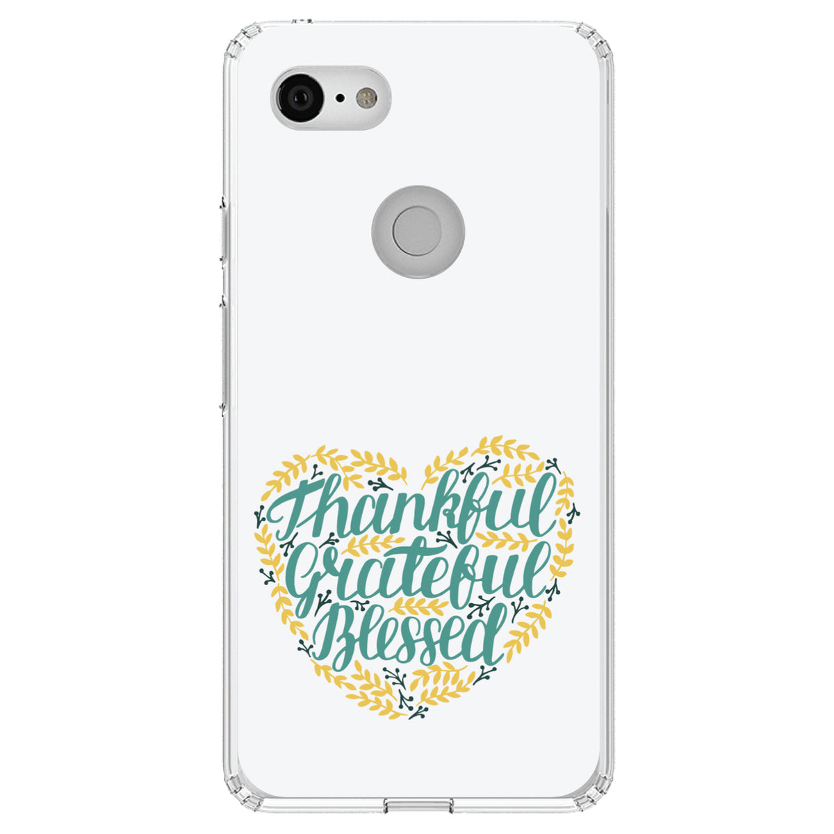 Thankful / Grateful / Blessed, Heart Flowers Clear Shockproof iPhone Case, view 21