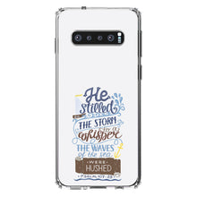 DistinctInk® Clear Shockproof Hybrid Case for Apple iPhone / Samsung Galaxy / Google Pixel - Psalm 107:29 - He Stilled the Storm, Waves Were Hushed