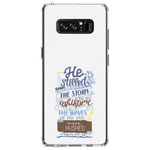 DistinctInk® Clear Shockproof Hybrid Case for Apple iPhone / Samsung Galaxy / Google Pixel - Psalm 107:29 - He Stilled the Storm, Waves Were Hushed
