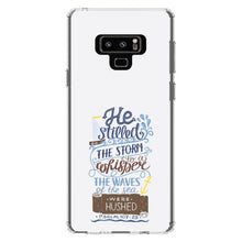 DistinctInk® Clear Shockproof Hybrid Case for Apple iPhone / Samsung Galaxy / Google Pixel - Psalm 107:29 - He Stilled the Storm, Waves Were Hushed