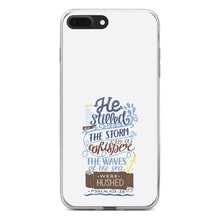 DistinctInk® Clear Shockproof Hybrid Case for Apple iPhone / Samsung Galaxy / Google Pixel - Psalm 107:29 - He Stilled the Storm, Waves Were Hushed