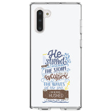 DistinctInk® Clear Shockproof Hybrid Case for Apple iPhone / Samsung Galaxy / Google Pixel - Psalm 107:29 - He Stilled the Storm, Waves Were Hushed