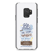 DistinctInk® Clear Shockproof Hybrid Case for Apple iPhone / Samsung Galaxy / Google Pixel - Psalm 107:29 - He Stilled the Storm, Waves Were Hushed