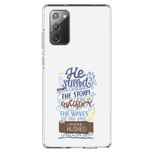 DistinctInk® Clear Shockproof Hybrid Case for Apple iPhone / Samsung Galaxy / Google Pixel - Psalm 107:29 - He Stilled the Storm, Waves Were Hushed