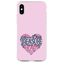 DistinctInk® Clear Shockproof Hybrid Case for Apple iPhone / Samsung Galaxy / Google Pixel - For Where Your Treasure Is There Your Heart Will Be
