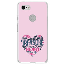 DistinctInk® Clear Shockproof Hybrid Case for Apple iPhone / Samsung Galaxy / Google Pixel - For Where Your Treasure Is There Your Heart Will Be