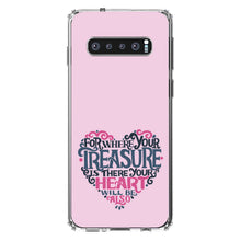 DistinctInk® Clear Shockproof Hybrid Case for Apple iPhone / Samsung Galaxy / Google Pixel - For Where Your Treasure Is There Your Heart Will Be