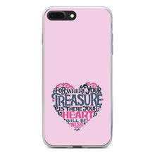 DistinctInk® Clear Shockproof Hybrid Case for Apple iPhone / Samsung Galaxy / Google Pixel - For Where Your Treasure Is There Your Heart Will Be