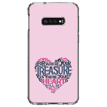 DistinctInk® Clear Shockproof Hybrid Case for Apple iPhone / Samsung Galaxy / Google Pixel - For Where Your Treasure Is There Your Heart Will Be