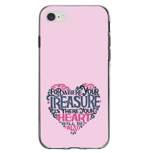 DistinctInk® Clear Shockproof Hybrid Case for Apple iPhone / Samsung Galaxy / Google Pixel - For Where Your Treasure Is There Your Heart Will Be
