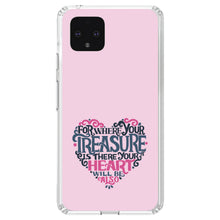 DistinctInk® Clear Shockproof Hybrid Case for Apple iPhone / Samsung Galaxy / Google Pixel - For Where Your Treasure Is There Your Heart Will Be