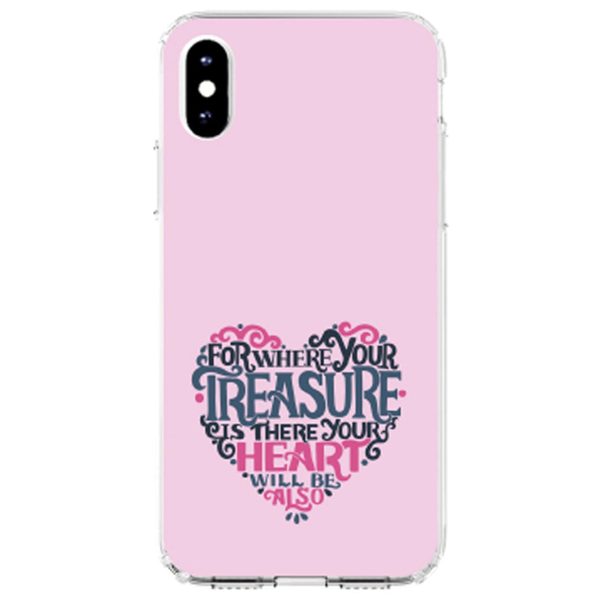For Where Your Treasure Is There Your Heart Will Be Clear Shockproof iPhone Case, view 2
