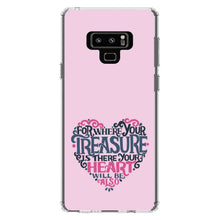 DistinctInk® Clear Shockproof Hybrid Case for Apple iPhone / Samsung Galaxy / Google Pixel - For Where Your Treasure Is There Your Heart Will Be