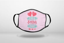 Hearts - Two Are Better Than One - 3-Ply Reusable Soft Face Mask Covering, Unisex, Cotton Inner Layer