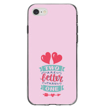 DistinctInk® Clear Shockproof Hybrid Case for Apple iPhone / Samsung Galaxy / Google Pixel - Hearts - Two Are Better Than One