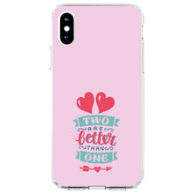 DistinctInk® Clear Shockproof Hybrid Case for Apple iPhone / Samsung Galaxy / Google Pixel - Hearts - Two Are Better Than One