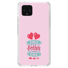 DistinctInk® Clear Shockproof Hybrid Case for Apple iPhone / Samsung Galaxy / Google Pixel - Hearts - Two Are Better Than One