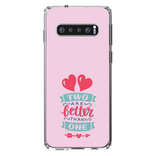 DistinctInk® Clear Shockproof Hybrid Case for Apple iPhone / Samsung Galaxy / Google Pixel - Hearts - Two Are Better Than One