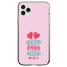 DistinctInk® Clear Shockproof Hybrid Case for Apple iPhone / Samsung Galaxy / Google Pixel - Hearts - Two Are Better Than One