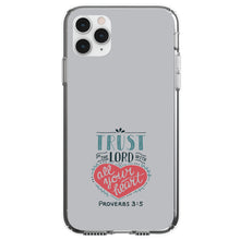 DistinctInk® Clear Shockproof Hybrid Case for Apple iPhone / Samsung Galaxy / Google Pixel - Proverbs 3:5 - Trust In The Lord All Your Heart