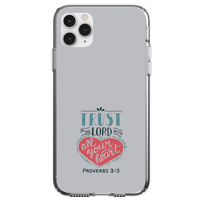 DistinctInk® Clear Shockproof Hybrid Case for Apple iPhone / Samsung Galaxy / Google Pixel - Proverbs 3:5 - Trust In The Lord All Your Heart