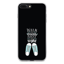 DistinctInk® Clear Shockproof Hybrid Case for Apple iPhone / Samsung Galaxy / Google Pixel - Walk By Faith Not By Sign - Sneakers