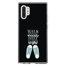 DistinctInk® Clear Shockproof Hybrid Case for Apple iPhone / Samsung Galaxy / Google Pixel - Walk By Faith Not By Sign - Sneakers