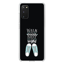 DistinctInk® Clear Shockproof Hybrid Case for Apple iPhone / Samsung Galaxy / Google Pixel - Walk By Faith Not By Sign - Sneakers