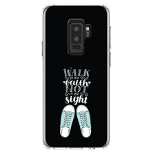 DistinctInk® Clear Shockproof Hybrid Case for Apple iPhone / Samsung Galaxy / Google Pixel - Walk By Faith Not By Sign - Sneakers