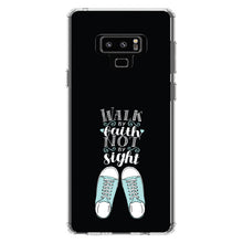 DistinctInk® Clear Shockproof Hybrid Case for Apple iPhone / Samsung Galaxy / Google Pixel - Walk By Faith Not By Sign - Sneakers