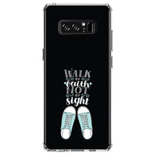 DistinctInk® Clear Shockproof Hybrid Case for Apple iPhone / Samsung Galaxy / Google Pixel - Walk By Faith Not By Sign - Sneakers