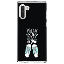 DistinctInk® Clear Shockproof Hybrid Case for Apple iPhone / Samsung Galaxy / Google Pixel - Walk By Faith Not By Sign - Sneakers