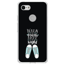 DistinctInk® Clear Shockproof Hybrid Case for Apple iPhone / Samsung Galaxy / Google Pixel - Walk By Faith Not By Sign - Sneakers