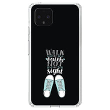 DistinctInk® Clear Shockproof Hybrid Case for Apple iPhone / Samsung Galaxy / Google Pixel - Walk By Faith Not By Sign - Sneakers