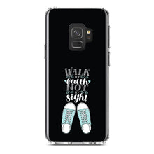 DistinctInk® Clear Shockproof Hybrid Case for Apple iPhone / Samsung Galaxy / Google Pixel - Walk By Faith Not By Sign - Sneakers