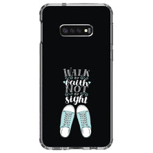 DistinctInk® Clear Shockproof Hybrid Case for Apple iPhone / Samsung Galaxy / Google Pixel - Walk By Faith Not By Sign - Sneakers