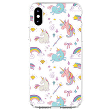DistinctInk® Clear Shockproof Hybrid Case for Apple iPhone / Samsung Galaxy / Google Pixel - Unicorn Rainbow Wand Pattern - White