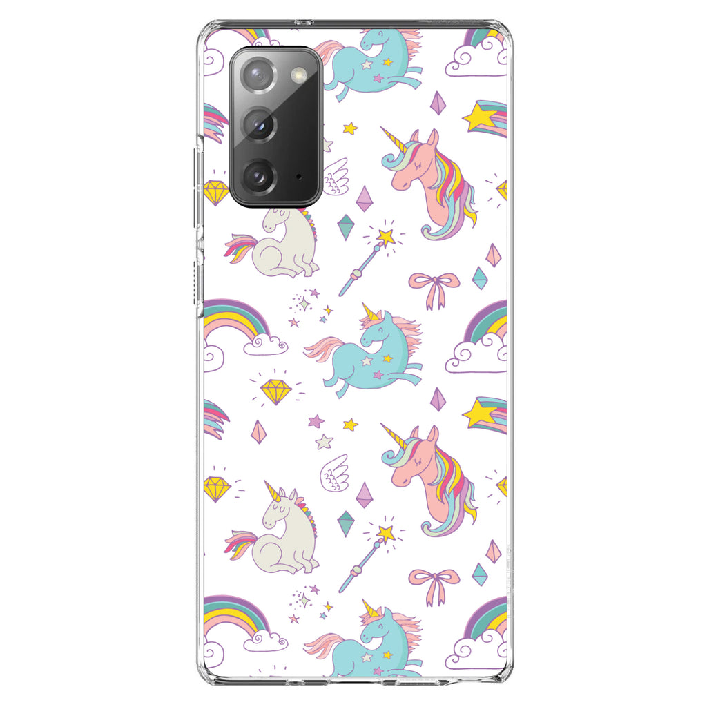 Unicorn Rainbow Wand Pattern, White Clear Shockproof iPhone Case, view 8