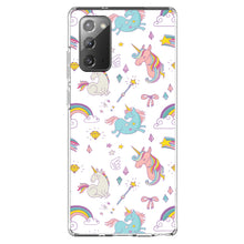 DistinctInk® Clear Shockproof Hybrid Case for Apple iPhone / Samsung Galaxy / Google Pixel - Unicorn Rainbow Wand Pattern - White