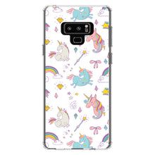 DistinctInk® Clear Shockproof Hybrid Case for Apple iPhone / Samsung Galaxy / Google Pixel - Unicorn Rainbow Wand Pattern - White
