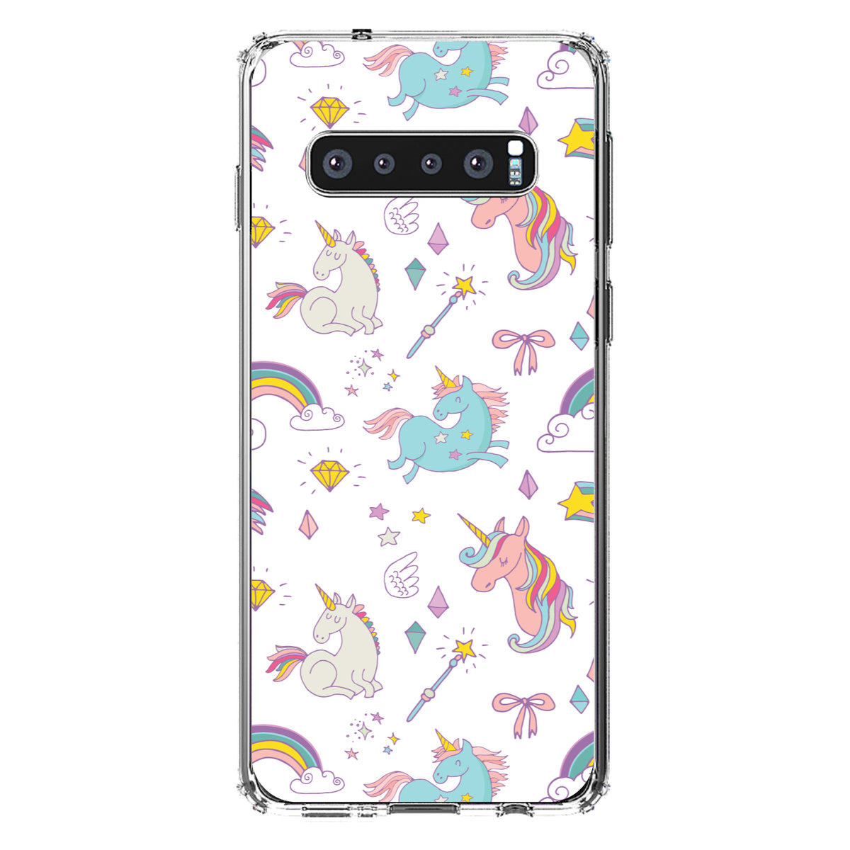 Unicorn Rainbow Wand Pattern, White Clear Shockproof iPhone Case, view 17