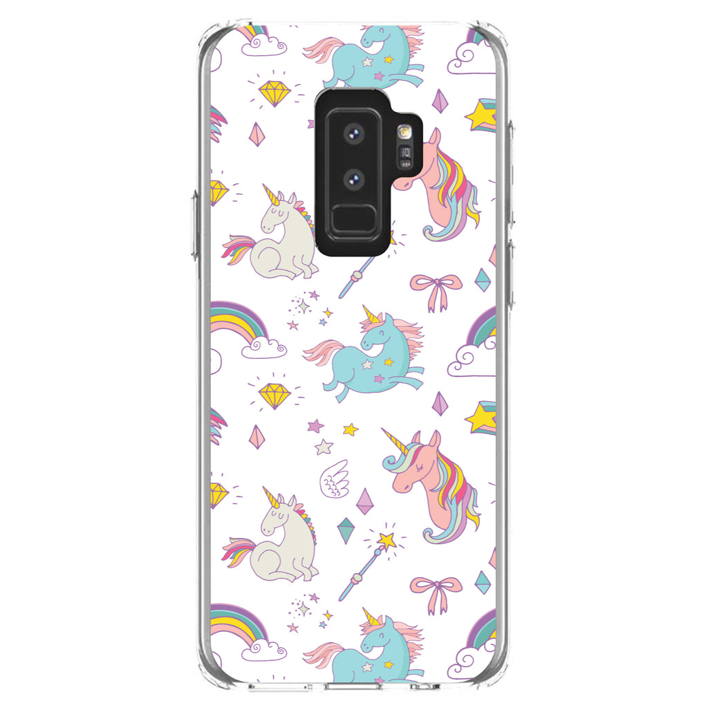 Unicorn Rainbow Wand Pattern, White Clear Shockproof iPhone Case, view 20