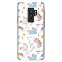 DistinctInk® Clear Shockproof Hybrid Case for Apple iPhone / Samsung Galaxy / Google Pixel - Unicorn Rainbow Wand Pattern - White