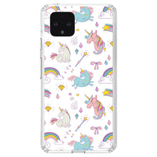 DistinctInk® Clear Shockproof Hybrid Case for Apple iPhone / Samsung Galaxy / Google Pixel - Unicorn Rainbow Wand Pattern - White