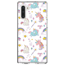 DistinctInk® Clear Shockproof Hybrid Case for Apple iPhone / Samsung Galaxy / Google Pixel - Unicorn Rainbow Wand Pattern - White