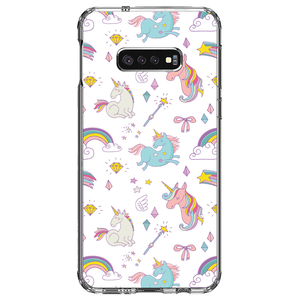 Unicorn Rainbow Wand Pattern, White Clear Shockproof iPhone Case, view 18
