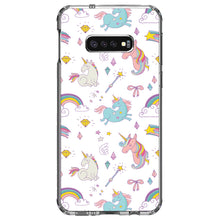 DistinctInk® Clear Shockproof Hybrid Case for Apple iPhone / Samsung Galaxy / Google Pixel - Unicorn Rainbow Wand Pattern - White