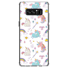 DistinctInk® Clear Shockproof Hybrid Case for Apple iPhone / Samsung Galaxy / Google Pixel - Unicorn Rainbow Wand Pattern - White