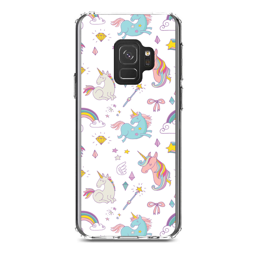 Unicorn Rainbow Wand Pattern, White Clear Shockproof iPhone Case, view 19